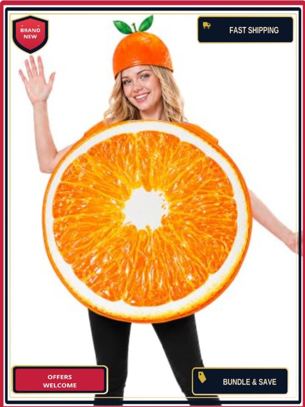 Adult Sliced Orange Costume Polyester Foam Pullover Halloween